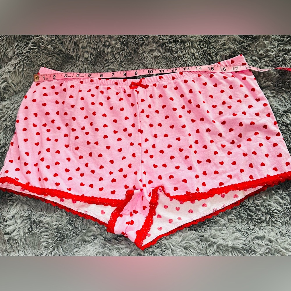 Wild Fable Pink Shorts with Red Heart Pattern